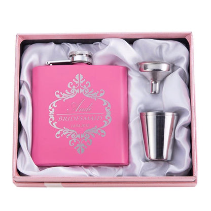 Personalisierter rosa Flachmann | Brautjungferngeschenk 