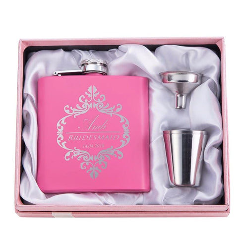 Personalisierter rosa Flachmann | Brautjungferngeschenk 