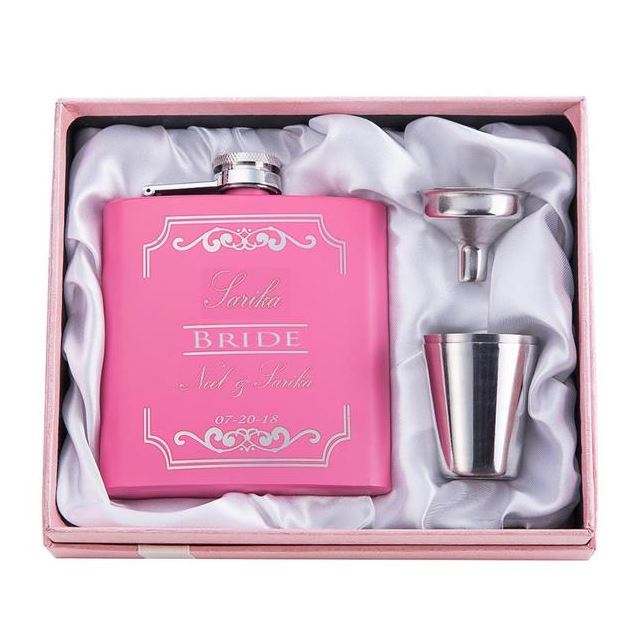 Personalisierter rosa Flachmann | Brautjungferngeschenk 