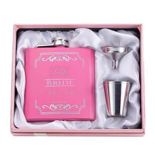Personalisierter rosa Flachmann | Brautjungferngeschenk 