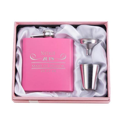 Personalisierter rosa Flachmann | Brautjungferngeschenk 