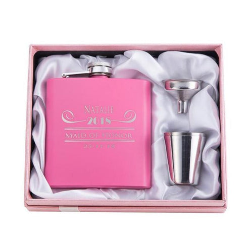 Personalisierter rosa Flachmann | Brautjungferngeschenk 