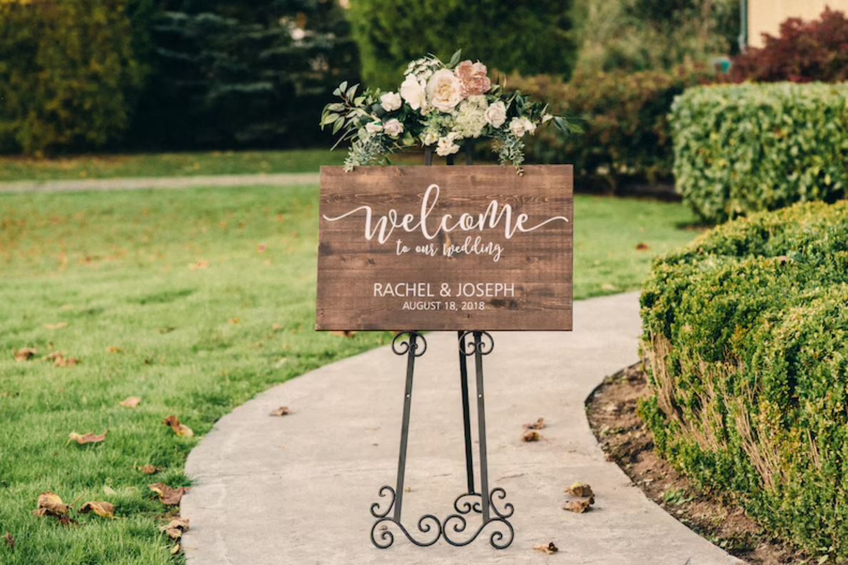 Willkommensschild zur Hochzeit 