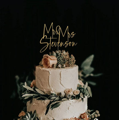 Kuchenaufsatz „Mr. Mrs.“ in Schreibschrift